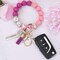Silicone Beaded Keychain Wristlet Key Ring Bracelet Cute Plum Car Key Chain Holder for Women Girls